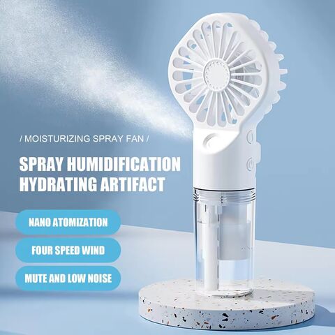 Ventilador Portátil de Mano 2026, Mini Ventilador con Spray de Agua Recargable por USB, 4 Velocidades, Silencioso, para Exteriores