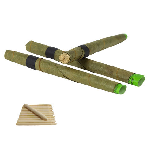 Pequeño palito de bambú grueso con logo personalizado para cigarros de hoja enrollada a mano.