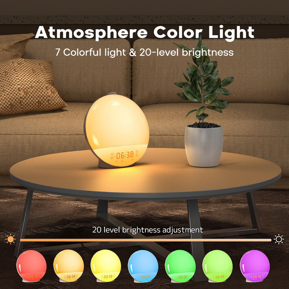 Led Colorful Atmosphere Lamp Smart Wake Up Light Sunrise Alarm Clock ...