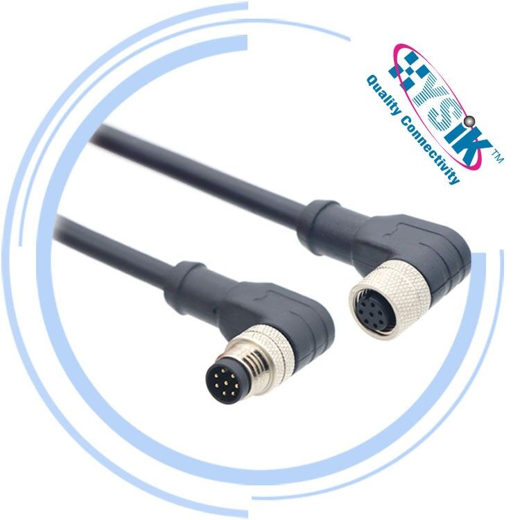 M8 Connector Cable Waterproof 90 Degree Angled Plug Moulding 3 4 5 6 8 ...