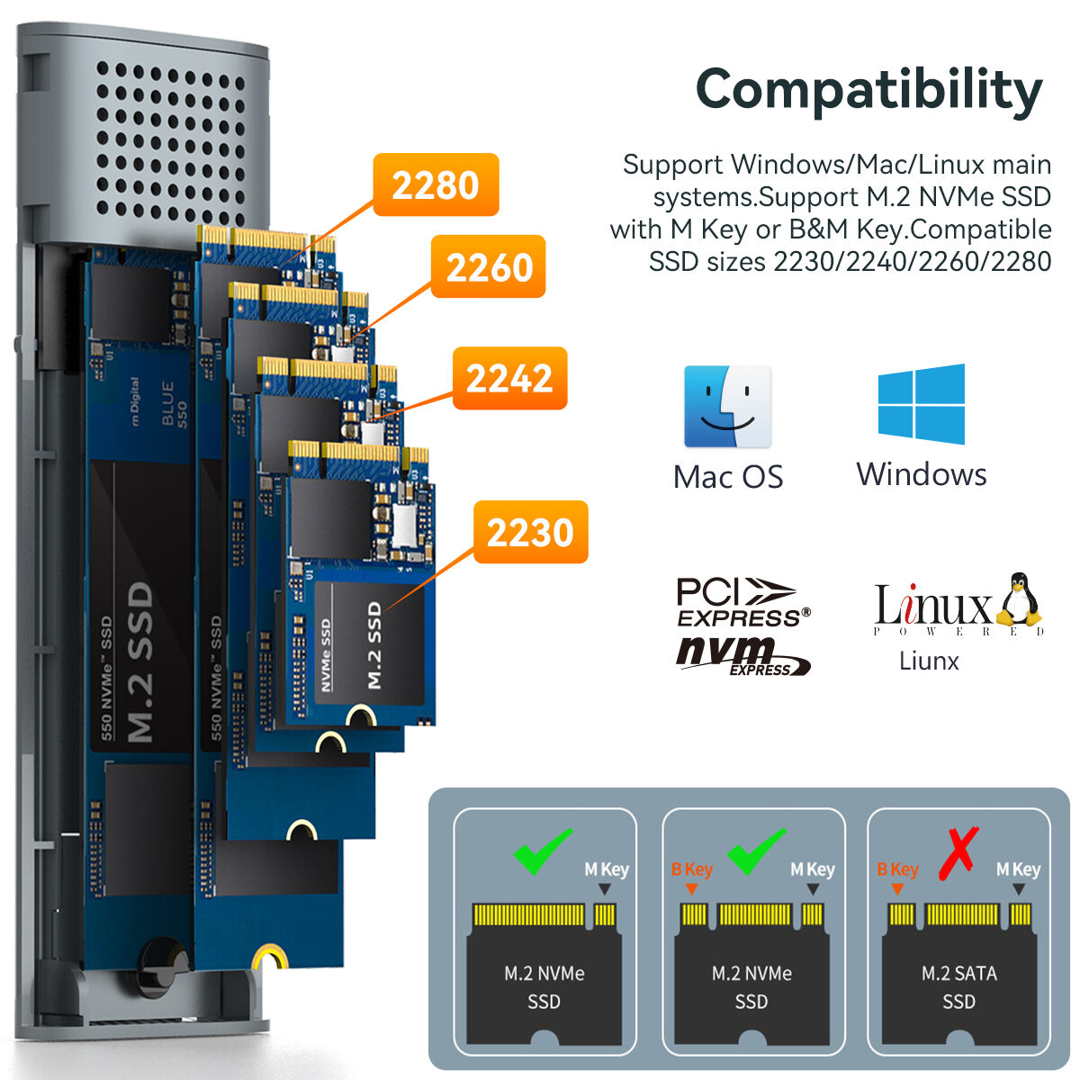 Ssd Shell Maiwo K1690p Tool Free Aluminum Nvme M.2 Ssd Enclosure External Hdd ...
