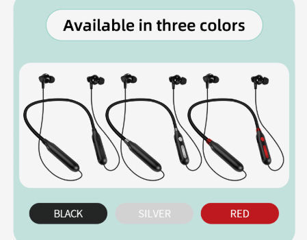 Bluetooth Neckband Headphone Soft Necklace Real Stereo Bass Wireless ...