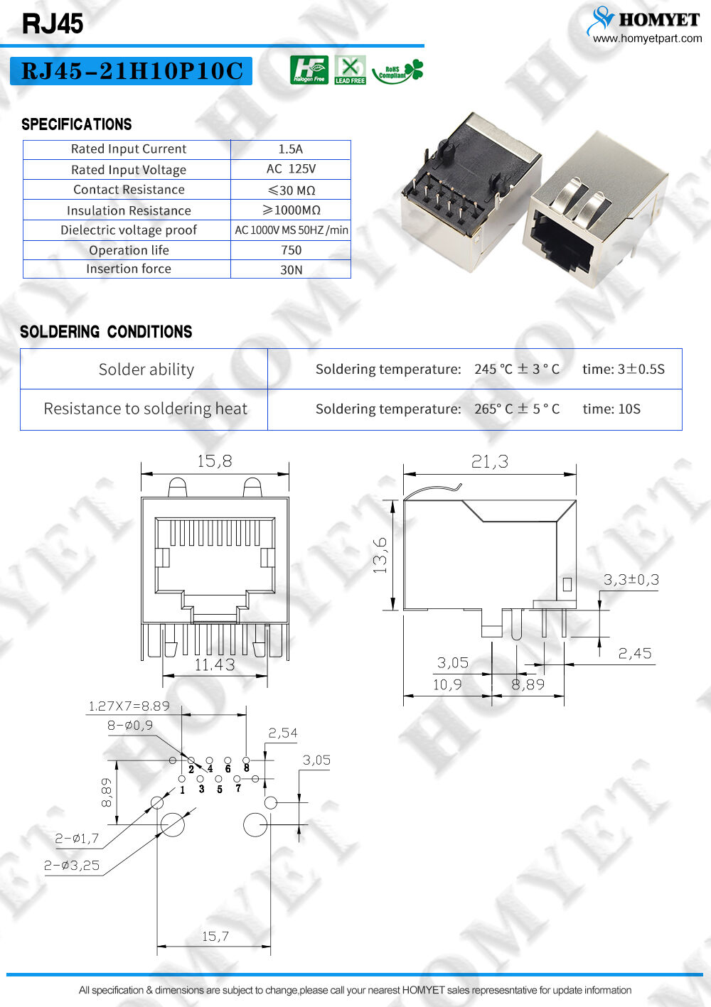 10 Way Rj46 Factory Price 10 Pins Rj45 Female Connector 10p10c Rj45 Network ...