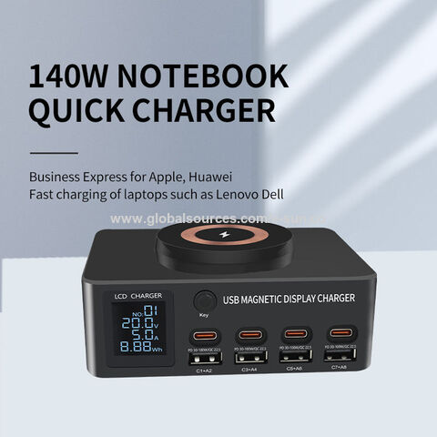 Station de charge sans fil Qi USB universelle 8 ports 140 W avec écran séparé pour iPhone 15, 14 Pro, iPad, Samsung