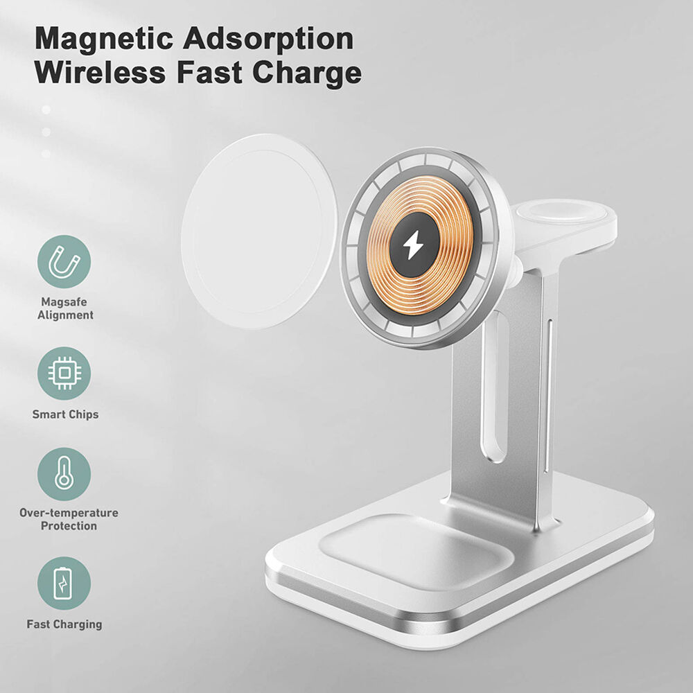 3 In 1 Magnetic Wireless Charger 15w Fast Charging Stand Mobile Phone ...
