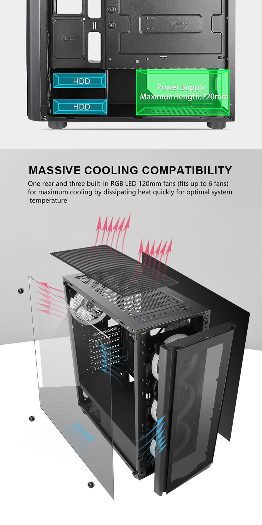 Factory New Style Pc Cabinet Gaming Atx Mid Tower Gamer Computer Case