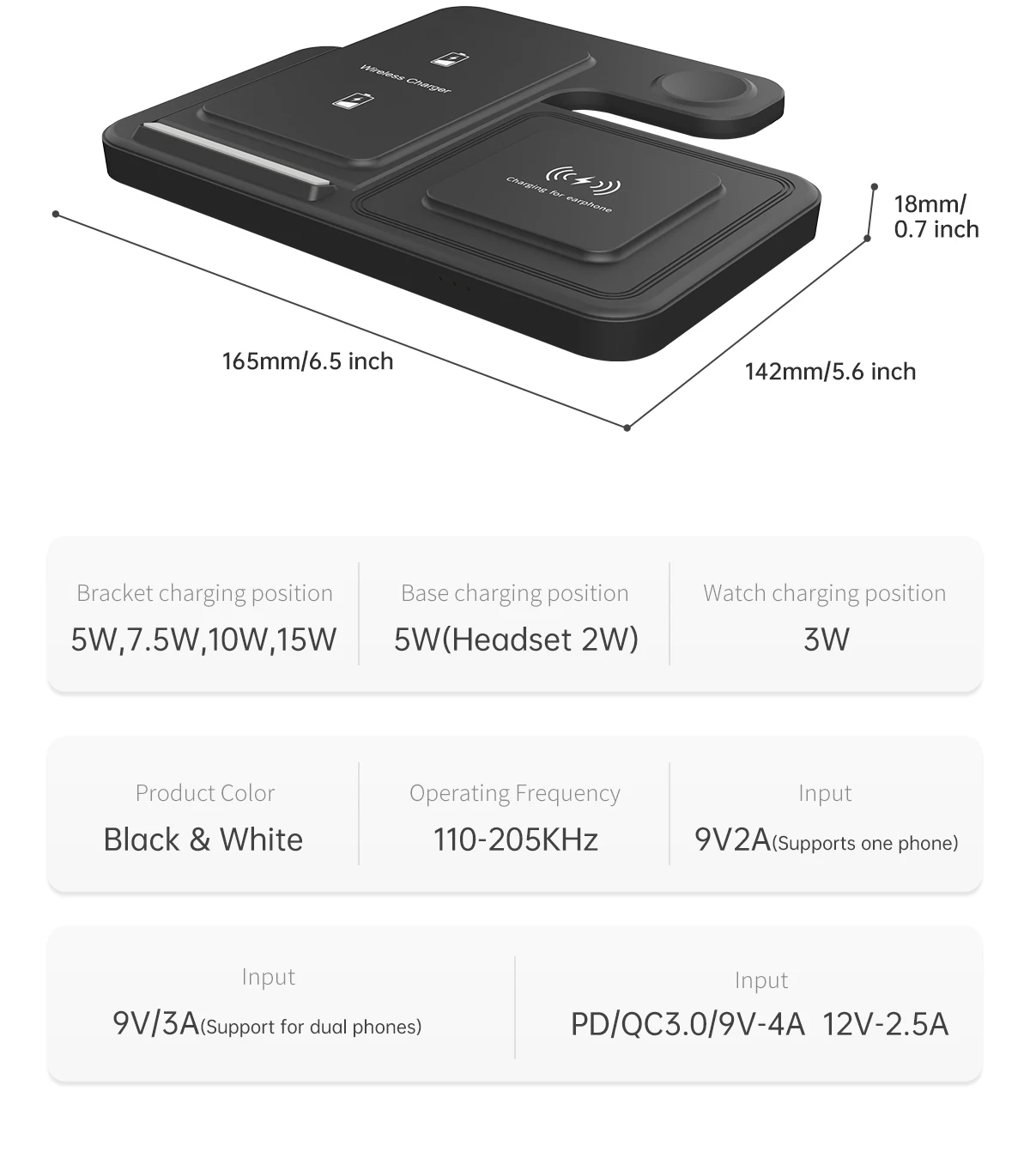 Picture of Cutom Logo Multifunctional 3-in-1 Fast Charging Stands 15w Wireless ...