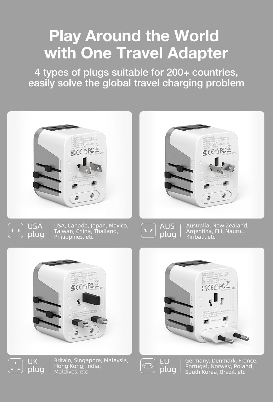 Buy China Wholesale Wontravel Au/uk/eu/usa Plug 4 Ports Charging ...