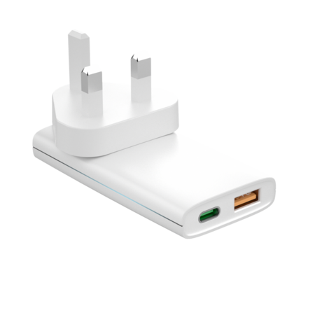 شاحن هاتف محمول GaN 65 واط USB-A + Type-C شاحن سريع يدعم PD3.0/QC4+/PPS/AFC/SCP/FCP. المحولات: متوفرة بالاتحاد الأوروبي/المملكة المتحدة/أستراليا.