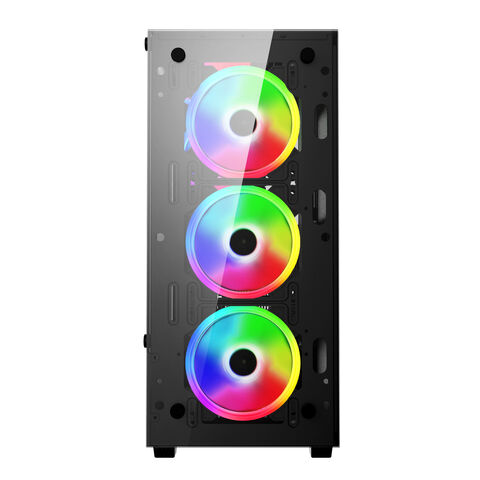 Novo gabinete de CPU de vidro para jogos, anime, personalizado, painel acrílico DIY com display LCD de temperatura do ventilador, à prova de poeira