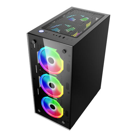 Novo gabinete de CPU de vidro para jogos, anime, personalizado, painel acrílico DIY com display LCD de temperatura do ventilador, à prova de poeira