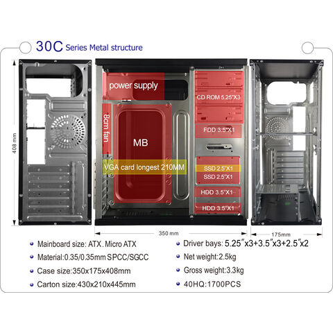 Gabinete de computador torre OEM ATX metal PC completo