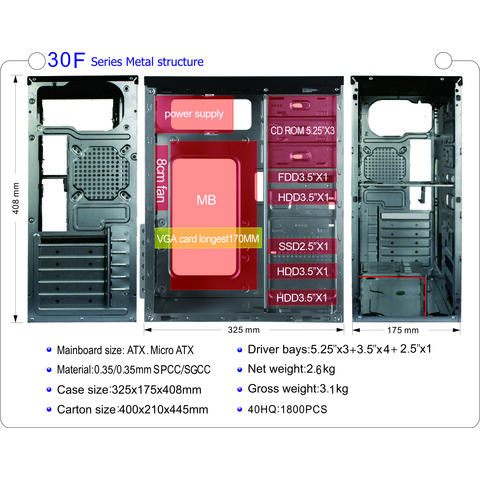 Gabinete de computador torre OEM ATX metal PC completo