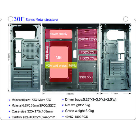 Gabinete de computador torre OEM ATX metal PC completo