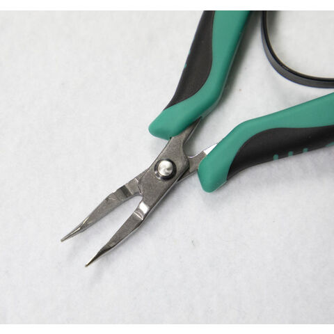 1Pc Polishing Carbon Steel Bent Nose Pliers with Rubber Grip For