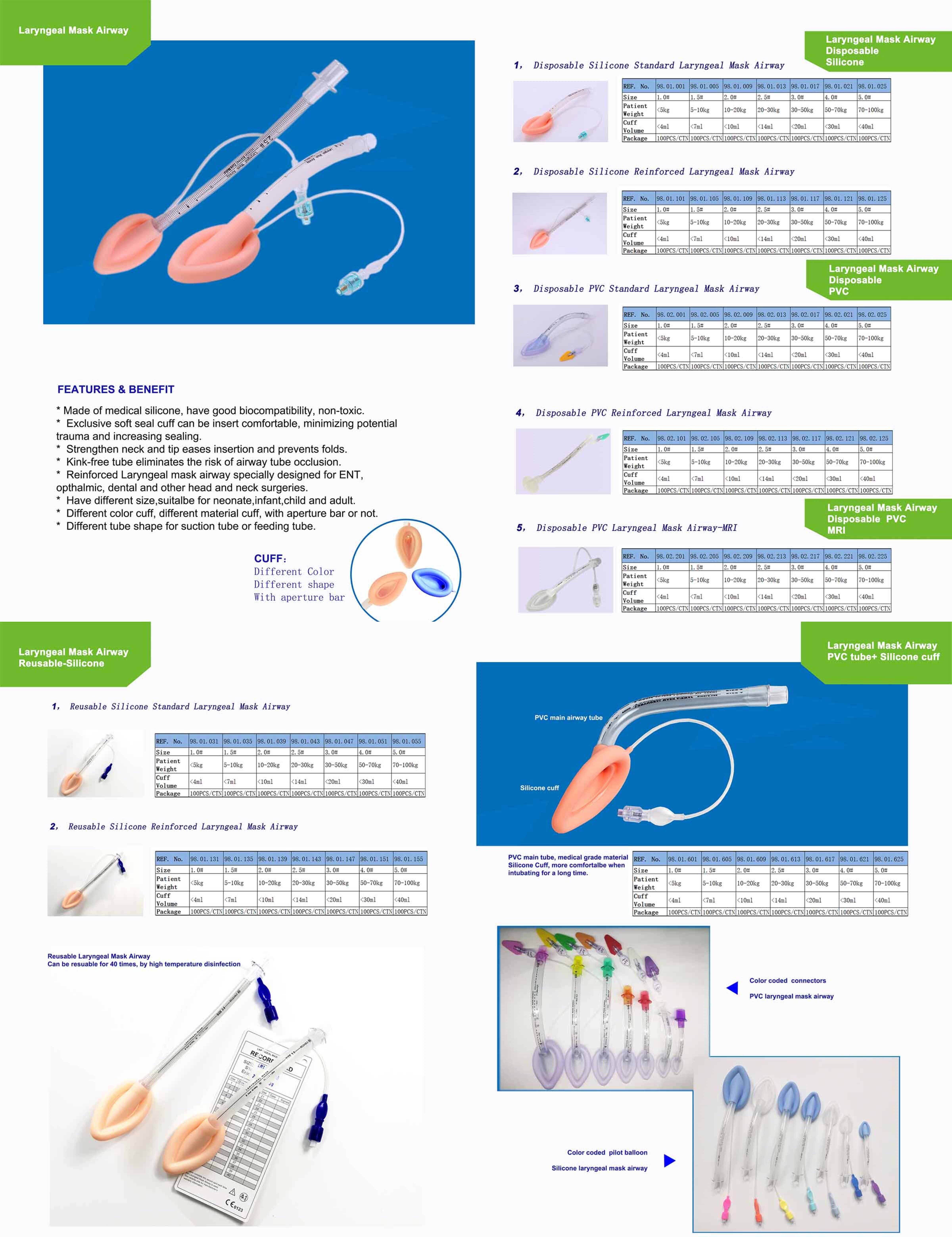 Medical Disposable Pvc Tube Laryngeal Mask Intubation Single Lumen ...