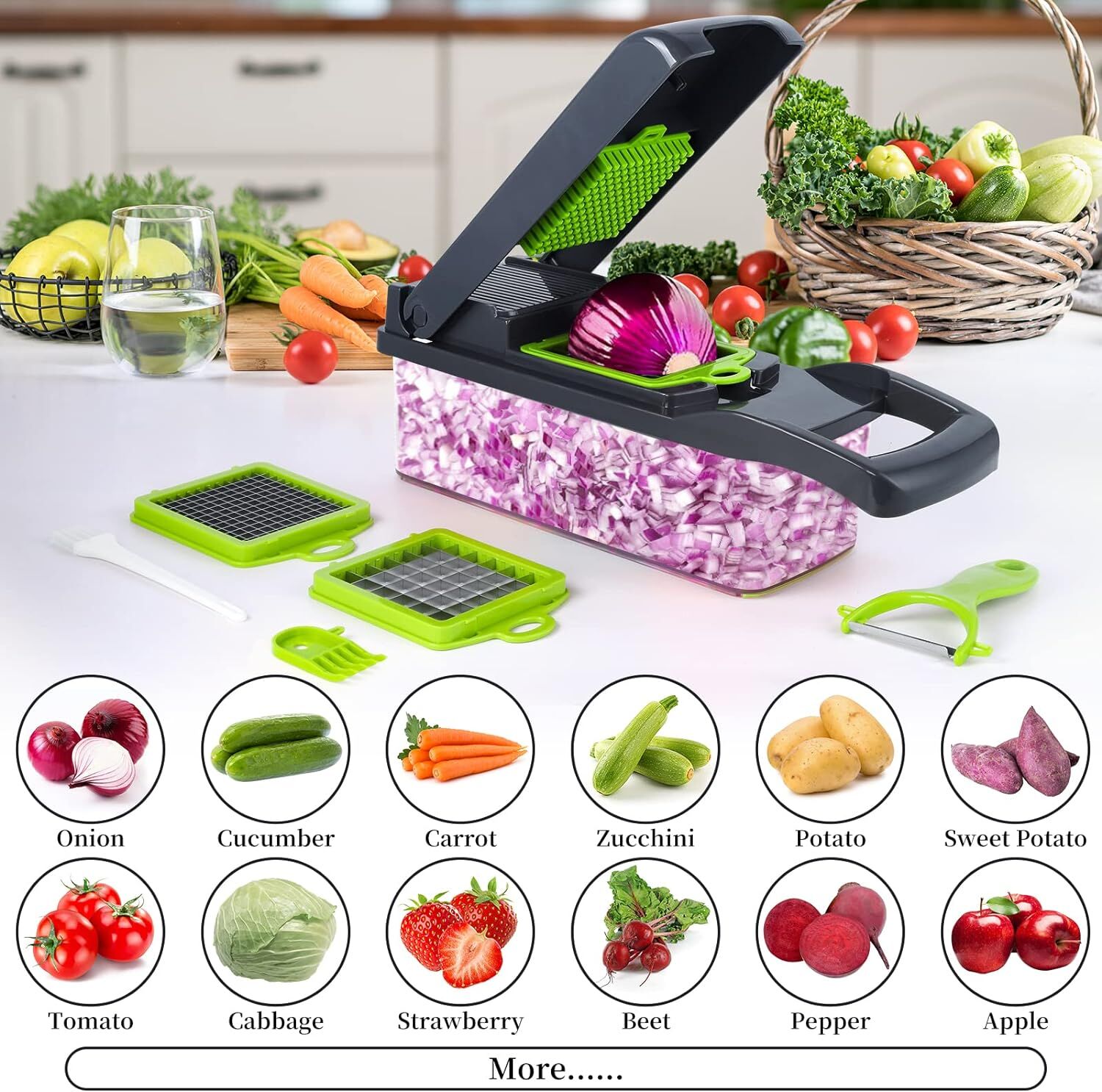 Vegetable Chopper, Pro Onion Chopper, 14 In 1multifunctional Food Chopper, Kitchen Vegetable