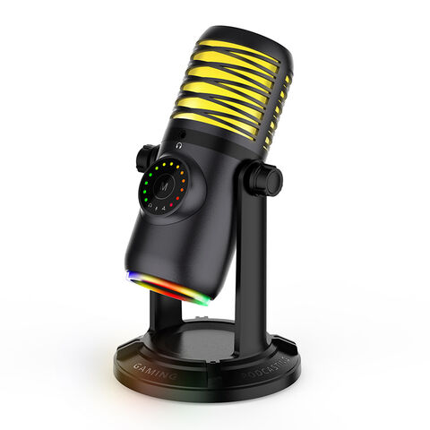Microphone USB Professionnel pour Enregistrement YouTube, Microphone à Condensateur avec Lumière RGB