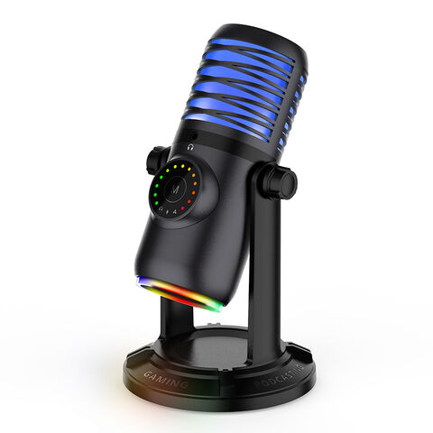 Microphone USB Professionnel pour Enregistrement YouTube, Microphone à Condensateur avec Lumière RGB