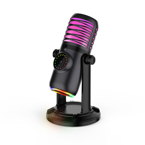 Microphone USB Professionnel pour Enregistrement YouTube, Microphone à Condensateur avec Lumière RGB