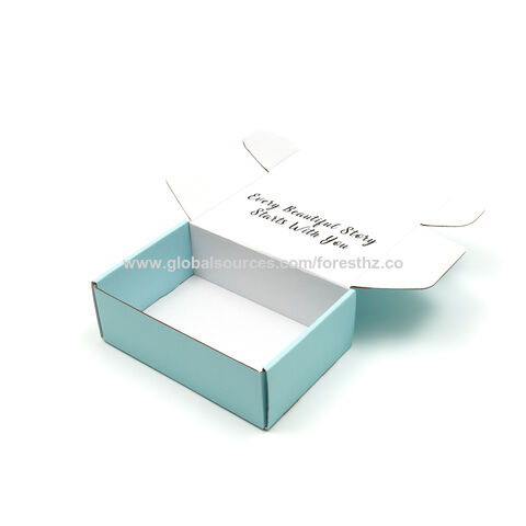 Azul y blanco impresión personalizada de lujo cartón rígido rectángulo regalo embalaje caja de papel corrugado