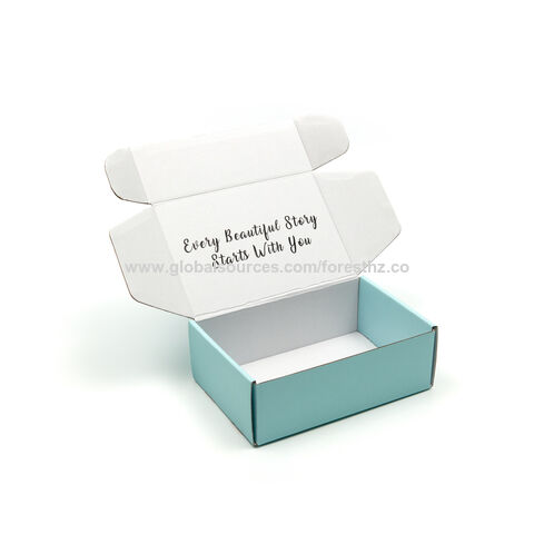 Azul y blanco impresión personalizada de lujo cartón rígido rectángulo regalo embalaje caja de papel corrugado