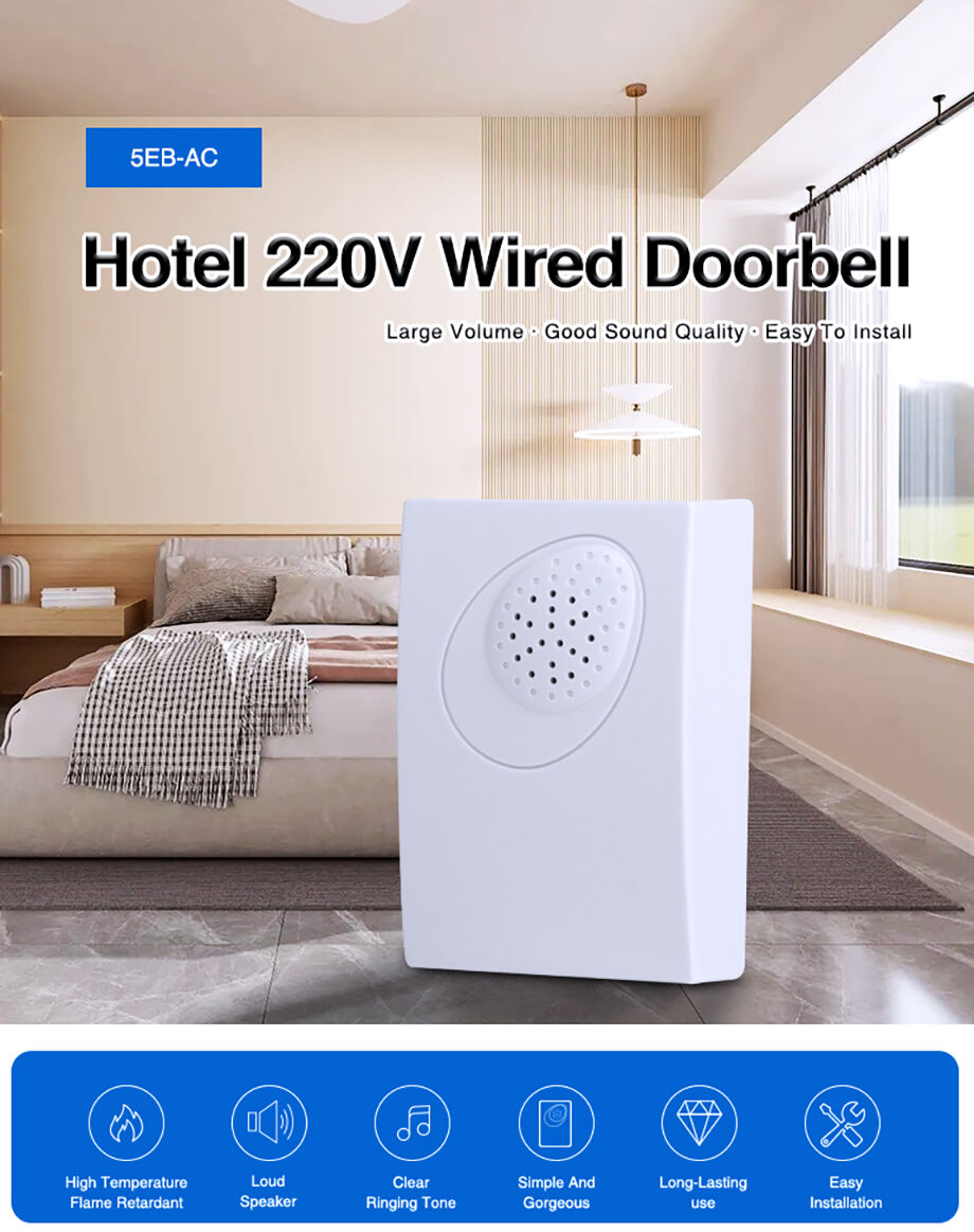Factory Price 220v White Wired Doorbell Hotel Used Dingdong Ring