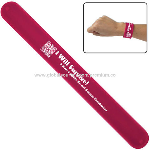 Bracelet à claque en silicone avec logo personnalisé, Bande à claque en silicone avec règle, Divers coloris disponibles