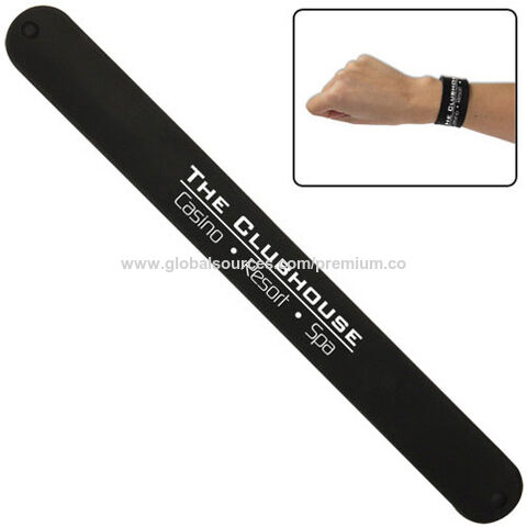 Bracelet à claque en silicone avec logo personnalisé, Bande à claque en silicone avec règle, Divers coloris disponibles