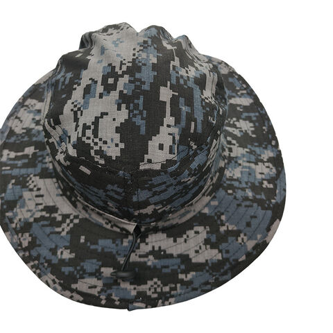 Boné de Camuflagem Militar Personalizado, Chapéu de Selva com Fecho de Gancho e Laço, Parte Traseira Elástica com Cordão Elástico