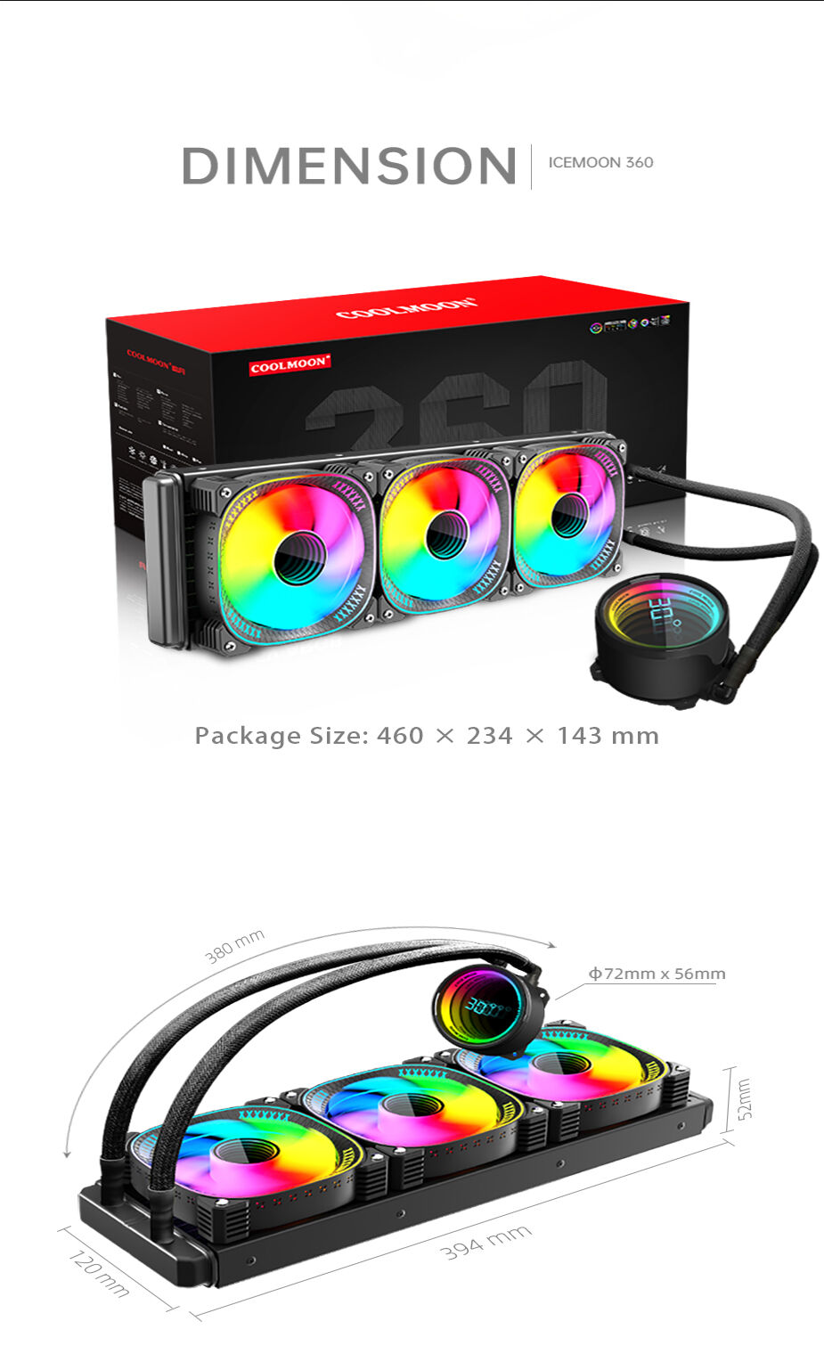 Coolmoon Wholesale Customization 360mm Aio Cooler Gaming Computer Cpu ...