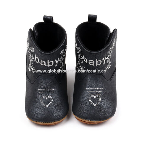 Botas vaqueras occidentales de cuero auténtico con suela blanda a precio de fábrica para bebés, niños pequeños, niños y niñas