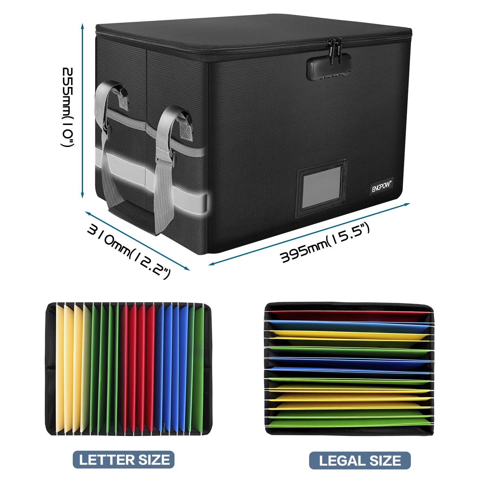 Fireproof Waterproof Document Case Business Use Large Capacity Folding ...