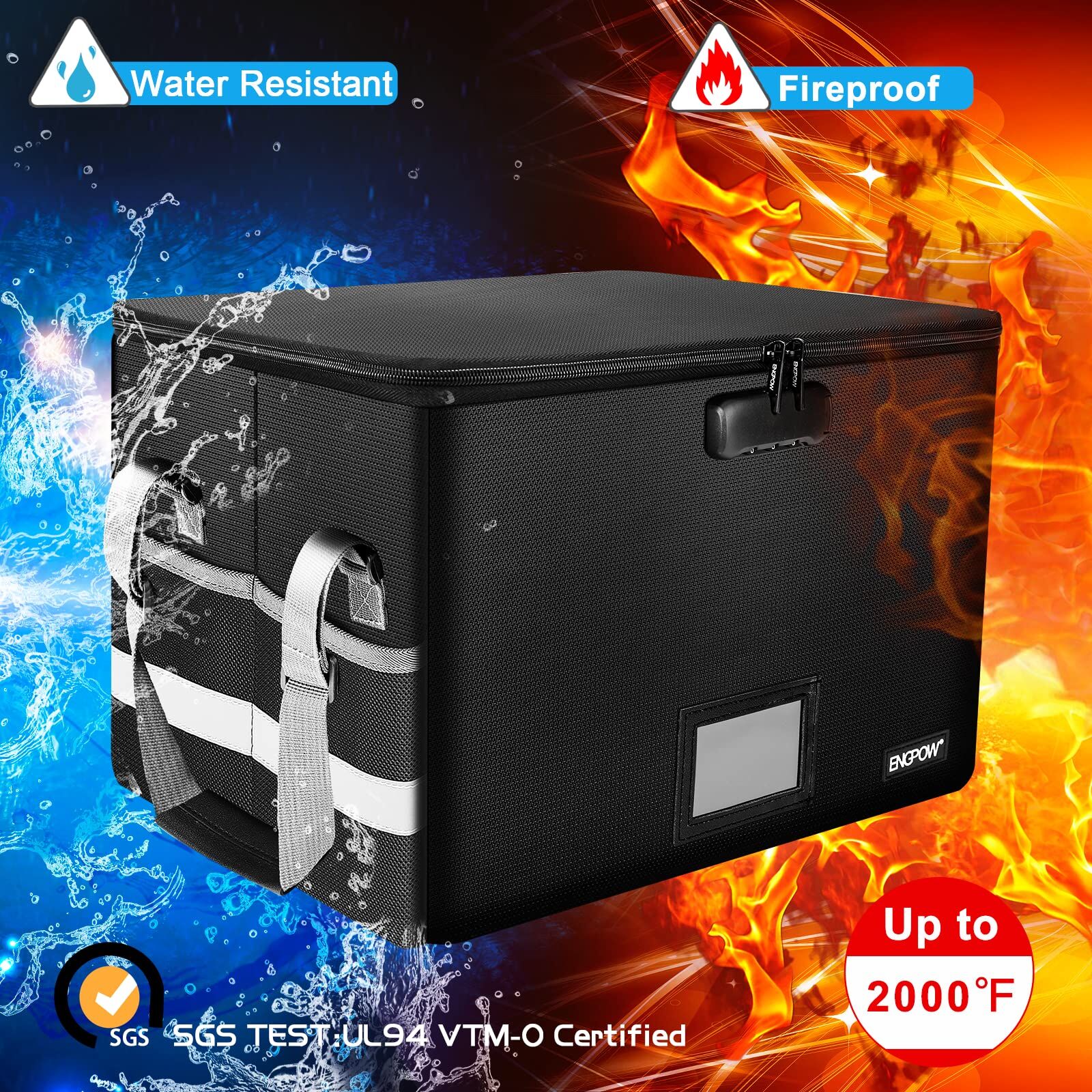 Fireproof Waterproof Document Case Business Use Large Capacity Folding ...