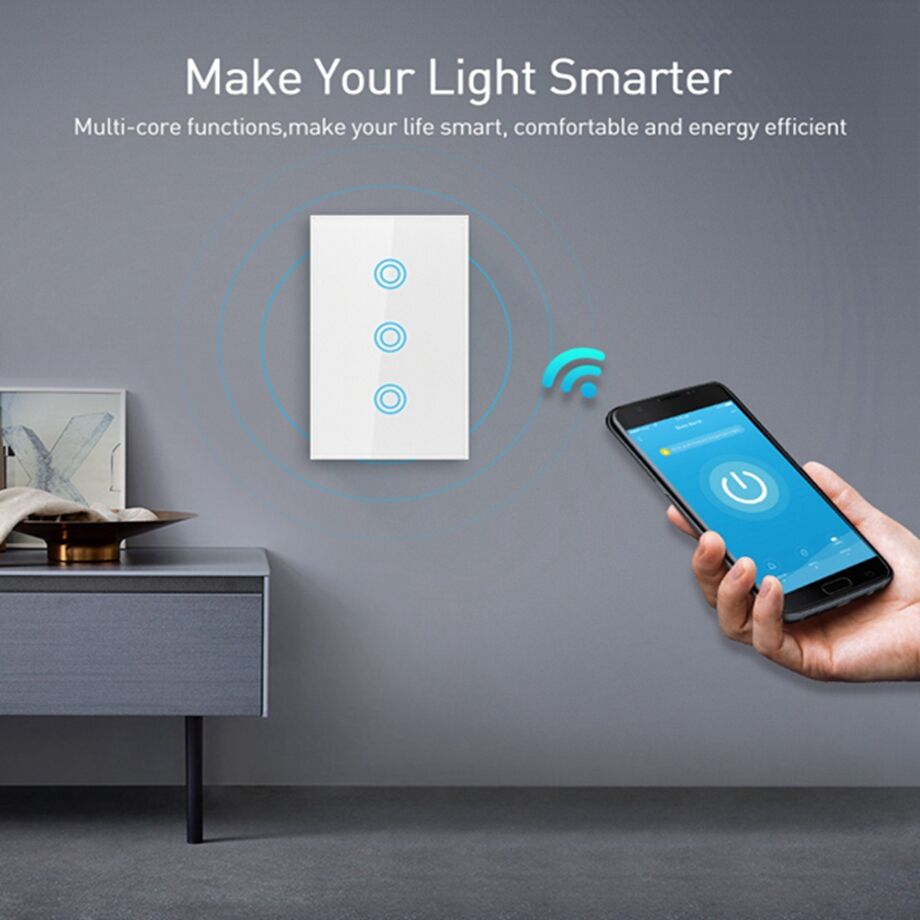 2024 Us Popular 10a 3 Way 3 Gang Tuya Smart Home Wifi Wireless Touch ...