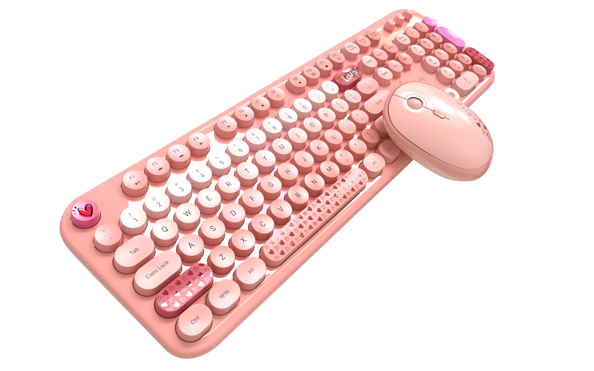 High Quality Colored 2 4g Wireless Retro Round Keycap Keyboard And Mouse Combo For Teenagers