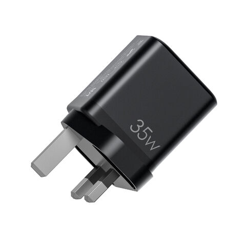 Chargeur rapide mural GaN 35W double USB C PD, prix usine Shenzhen, noir et blanc, OEM, avec standard US EU UK AU