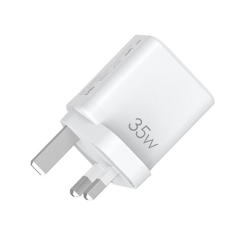 Chargeur rapide mural GaN 35W double USB C PD, prix usine Shenzhen, noir et blanc, OEM, avec standard US EU UK AU