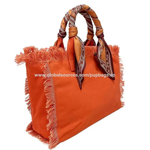 Bolso de Lona Grande Personalizado con Múltiples Colores, Borlas de Verano, para Playa y Compras con Flecos - Fabricante directo