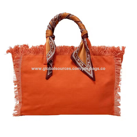 Bolso de Lona Grande Personalizado con Múltiples Colores, Borlas de Verano, para Playa y Compras con Flecos - Fabricante directo