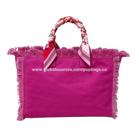 Bolso de Lona Grande Personalizado con Múltiples Colores, Borlas de Verano, para Playa y Compras con Flecos - Fabricante directo