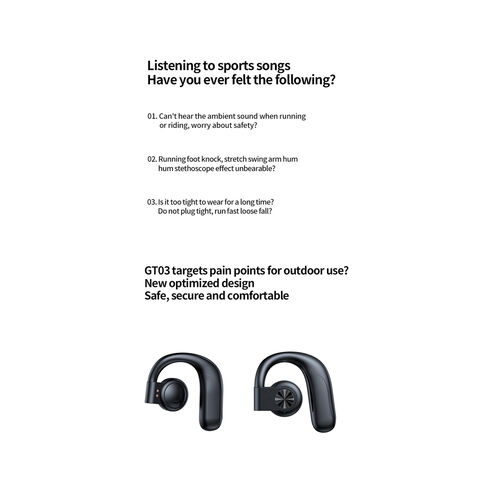GT03 Auriculares Inalámbricos Bluetooth Headset Con Micrófono de Conducción Ósea Manos Libres Con Cancelación Ruido Audifonos
