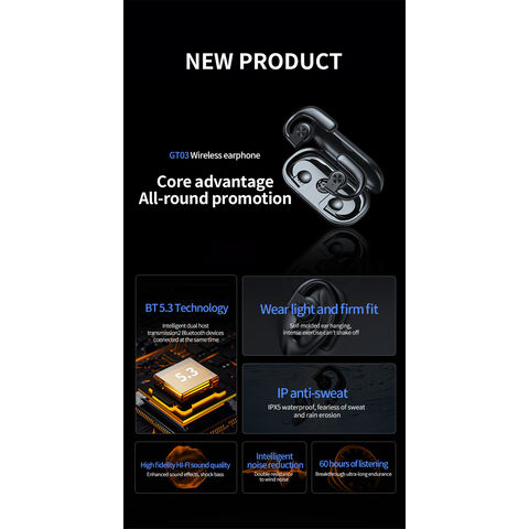 GT03 Auriculares Inalámbricos Bluetooth Headset Con Micrófono de Conducción Ósea Manos Libres Con Cancelación Ruido Audifonos