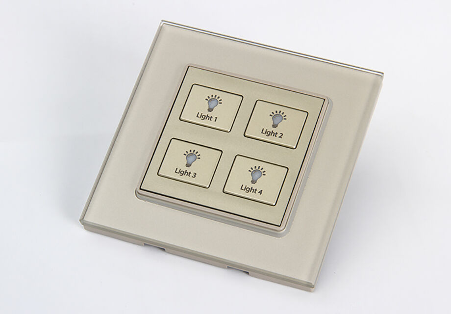 Customized Luxury Champagne Gold Color Tempered Glass Reset Push Button 12v Dc Dry Contact 4 ...