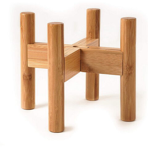 Pot de Fleur en Bois de Bambou Massif Réglable pour Plantes d'Intérieur et d'Extérieur - Support de Pot de Fleurs Design