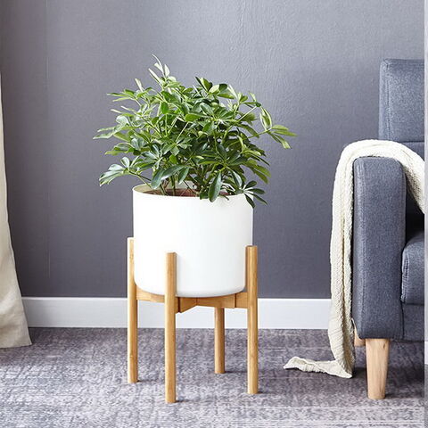 Pot de Fleur en Bois de Bambou Massif Réglable pour Plantes d'Intérieur et d'Extérieur - Support de Pot de Fleurs Design