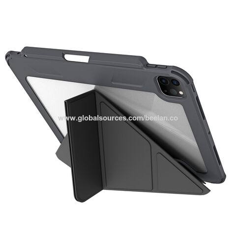Étui en cuir folio transparent antichoc en gros pour iPad Air avec activation magnétique du sommeil et du réveil, test de chute SGS 2M réussi