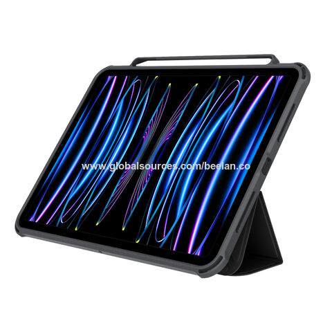 Étui en cuir folio transparent antichoc en gros pour iPad Air avec activation magnétique du sommeil et du réveil, test de chute SGS 2M réussi