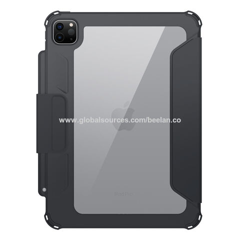 Étui en cuir folio transparent antichoc en gros pour iPad Air avec activation magnétique du sommeil et du réveil, test de chute SGS 2M réussi
