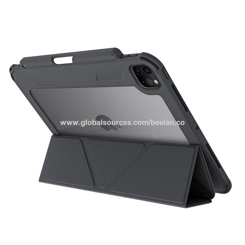 Étui en cuir folio transparent antichoc en gros pour iPad Air avec activation magnétique du sommeil et du réveil, test de chute SGS 2M réussi